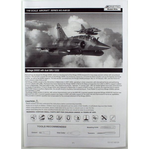 1/48 Mirage 2000D (with dual GBU-12/22) Savaş Uçağı Maketi, Kinetic K48120 - Görsel 4