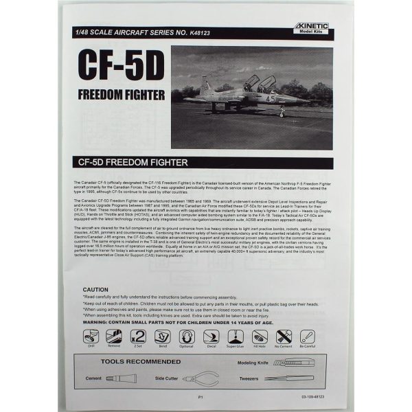 1/48 CF-5D Freedom Fighter Savaş Uçağı Maketi, Kinetic K48123 - Görsel 3