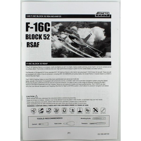 1/48 F-16C Block 52 (Black Knights-Republic of Singapore Air Force) Savaş Uçağı Maketi, Kinetic K48133 - Görsel 3