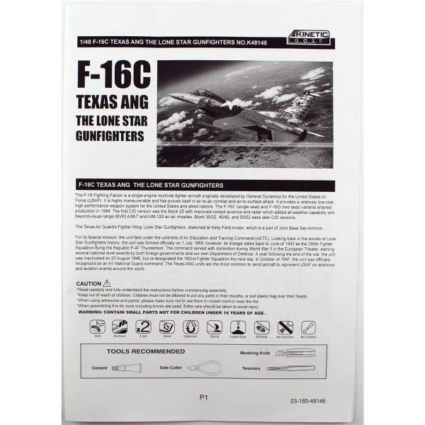 1/48 F-16C TEXAS ANG (ipms 2023) Savaş Uçağı Maketi, Kinetic Model 48146 - Görsel 3