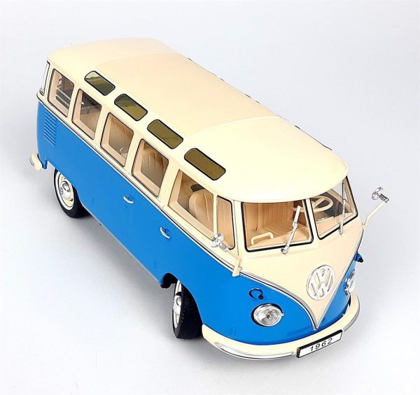 1/18 1961 Volkswagen T1 Samba Bus Mavi-Krem Diecast Araba, KKscale 180152 - Görsel 2
