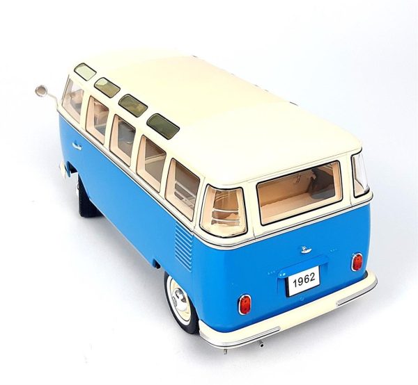 1/18 1961 Volkswagen T1 Samba Bus Mavi-Krem Diecast Araba, KKscale 180152 - Görsel 3