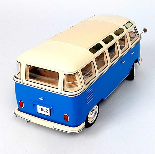 1/18 1961 Volkswagen T1 Samba Bus Mavi-Krem Diecast Araba, KKscale 180152 - Görsel 4