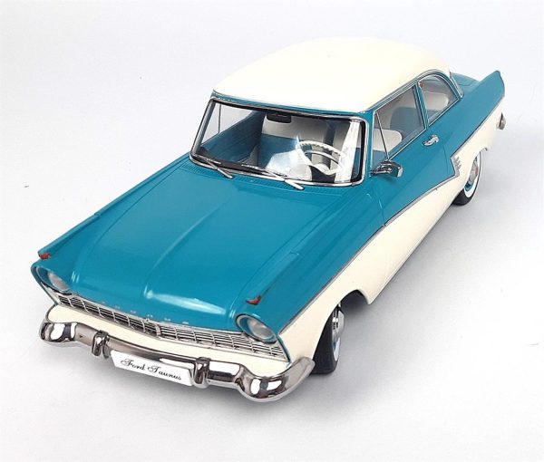 1/18 1957 Ford Taunus 17M P2 Turkuaz-Beyaz Diecast Araba, KKscale 180272