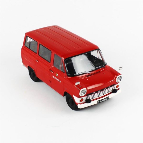 1/18 1965 Ford Transit Minibüs İtfaiye Kırmızı Diecast Minibüs Modeli, KKscale 180467