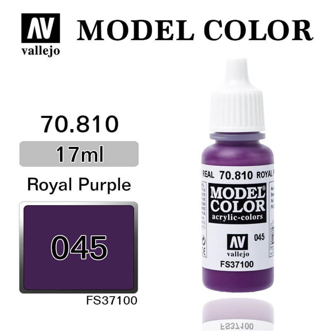 17 ml. (45) Royal Purple-Matt Model Color Serisi Maket Boyası, Vallejo 70810