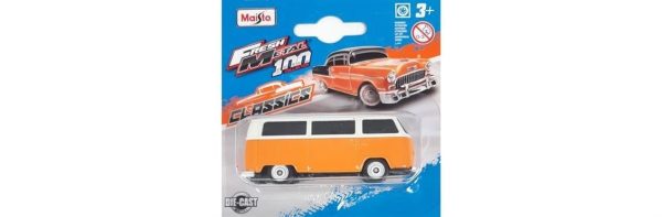 1/64 Volkswagen T2 Type 2 Bus Orange-Beyaz Diecast Minibüs Modeli, Maisto 19123