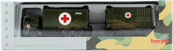 MAN TGA L Medikal Konteynerli Kamyon ve Römorklu Jeneratör (Bundeswehr/SAN)(Alman Ordusu) Küçük Araba Modeli, Herpa - Görsel 2