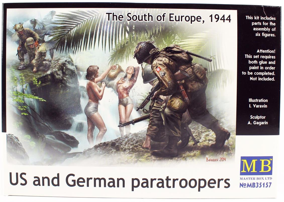 1/35 WW II Serisi Alman ve Amerikan Paraşürcüler Figür Maketi, Master Box 35157