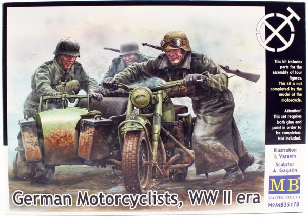 1/35 WW II Serisi Alman Motorsikletliler Figür Maketi, Master Box 35178
