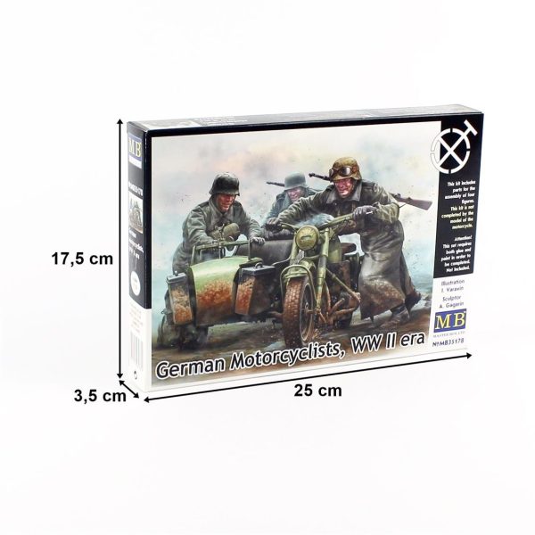 1/35 WW II Serisi Alman Motorsikletliler Figür Maketi, Master Box 35178 - Görsel 5