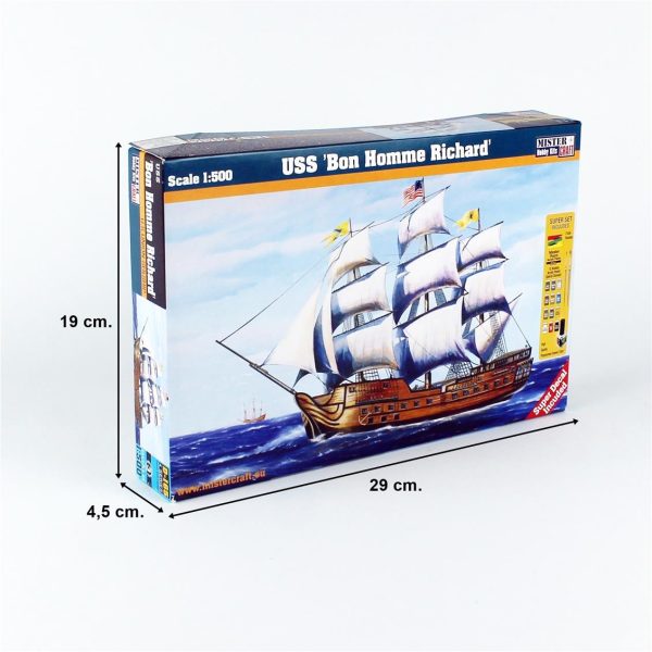 1/500 USS Bon Homme Richard Yelkenli gemisi Maketi (12xBoya2xFırçaYapıştırıcılı Başlangıç Set, Mister Craft D165ST - Görsel 4