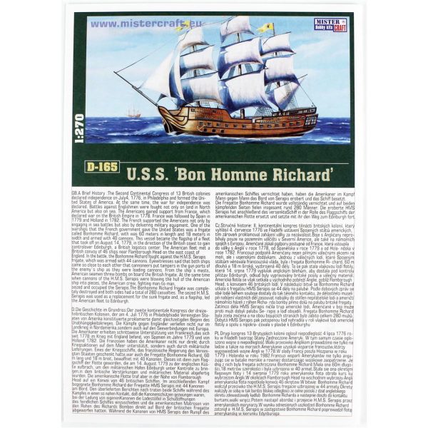 1/500 USS Bon Homme Richard Yelkenli gemisi Maketi (12xBoya2xFırçaYapıştırıcılı Başlangıç Set, Mister Craft D165ST - Görsel 3