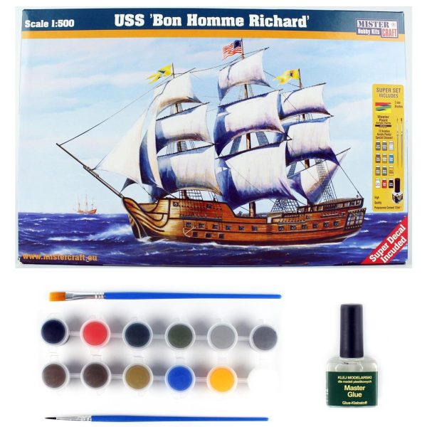 1/500 USS Bon Homme Richard Yelkenli gemisi Maketi (12xBoya2xFırçaYapıştırıcılı Başlangıç Set, Mister Craft D165ST