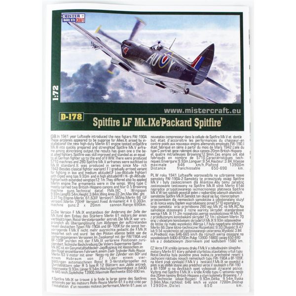 1/72 Spitfire LF Mk. XVIe Packard Savaş Uçağı Maketi (12xBoya2xFırçaYapıştırıcılı Başlangıç S, Mister Craft D182ST - Görsel 3