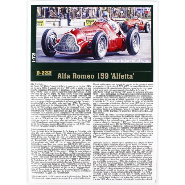 1/24 Alfa Romeo Alfetta Yarış Arabası Maketi, Mister Craft D222ST - Görsel 3