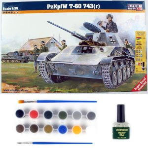 1/35 PzKpfW T-60 743R Tank Maketi (12xBoya2xFırçaYapıştırıcılı Başlangıç Seti), Mister Craft E003ST