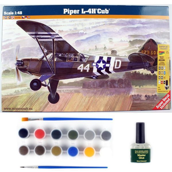 1/48 Piper Cup L-4H Eğitim Uçağı Maketi, Mister Craft E041ST