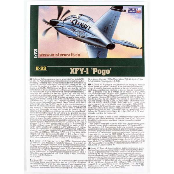 1/72 XFY-1 (Pogo) Savaş Uçağı Maketi, Mister Craft E065 - Görsel 3