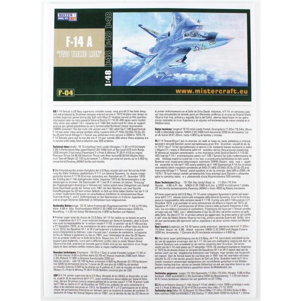 1/48 F-14A Tomcat (İki Kuyruklu Arslan) Savaş Uçağı Maketi, Mister Craft G004 - Görsel 3