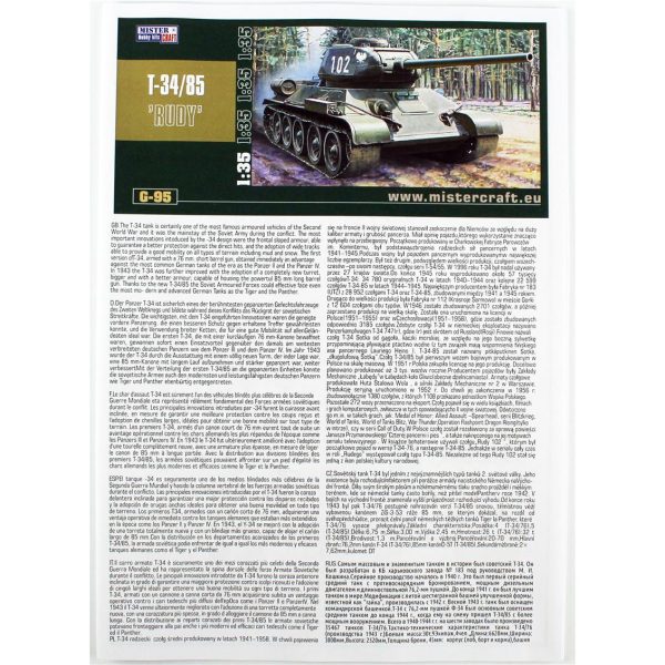 1/35 T-34/85 Ana Muharebe Tank Maketi, Mister Craft G095 - Görsel 3