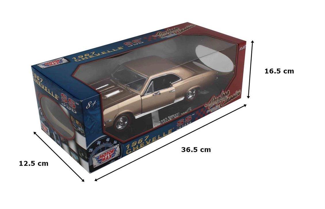 1/18 1967 Chevrolet Chevelle S396 Altın Kahve Diecast Araba, Motormax 73104 - Görsel 5