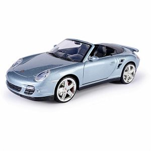 1/18 2008 Porsche 911 Turbo Kabrio Gri Diecast Araba, Motormax 73183