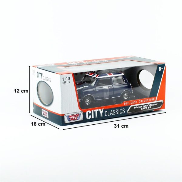 1/18 Classic Mini Cooper Tavan Bagajlı Diecast Araba, Motormax 76741 - Görsel 5
