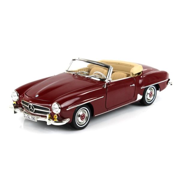 1/18 Mercedes Benz 190 SL Spider (W121) 1955 Medium Red Diecast Araba, Norev B66040647