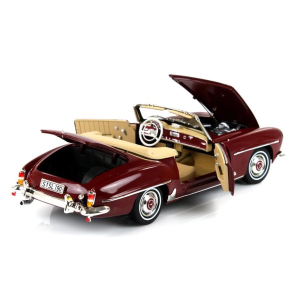 1/18 Mercedes Benz 190 SL Spider (W121) 1955 Medium Red Diecast Araba, Norev B66040647 - Görsel 4