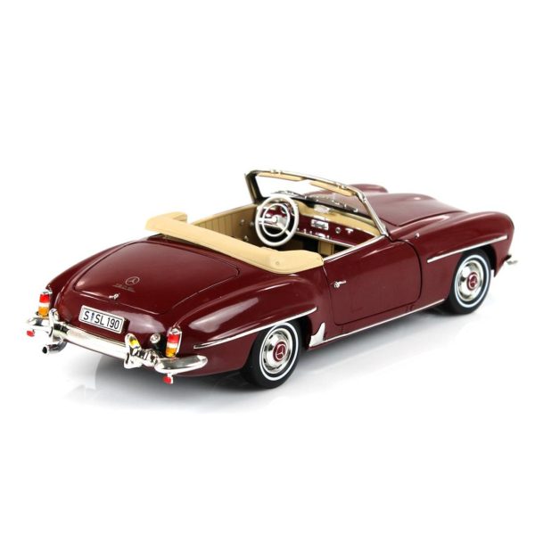1/18 Mercedes Benz 190 SL Spider (W121) 1955 Medium Red Diecast Araba, Norev B66040647 - Görsel 2