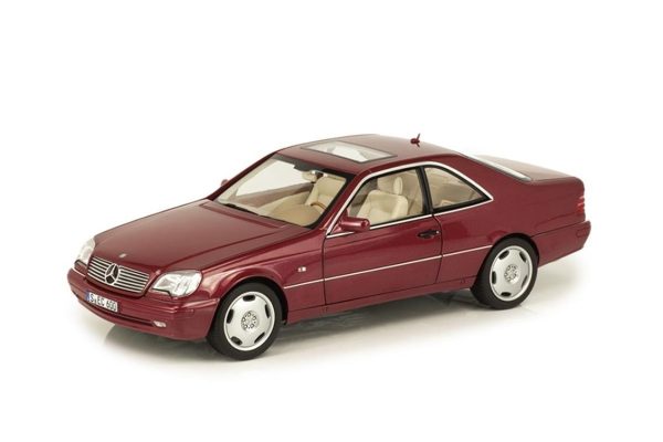 1/18 Mercedes Benz CL 600 Coupe 1994 Almandine Red Metalik Diecast Araba, Norev B66040651
