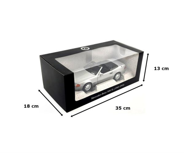 1/18 Mercedes Benz 500 SL (R129) Roadster 1989-1995 Brilliant Gümüş Metalik Diecast Araba M, Norev B66040656 - Görsel 5