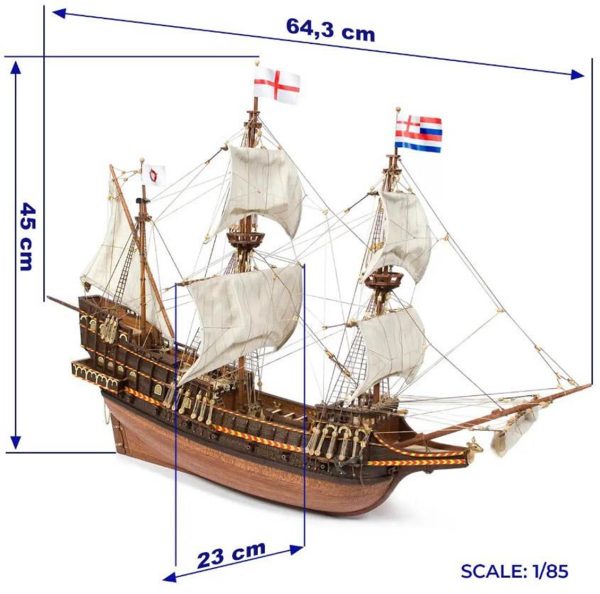 1/85 Altınen Hint Yelkenli Tekne Ahşap Maketi, Occre 12003 - Görsel 4