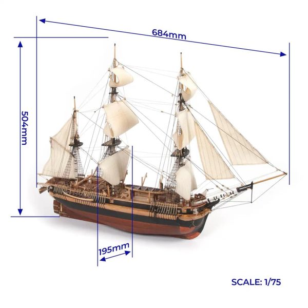 1/75 HMS Erebus Yelkenli Tekne Ahşap Maketi, Occre 12009 - Görsel 5