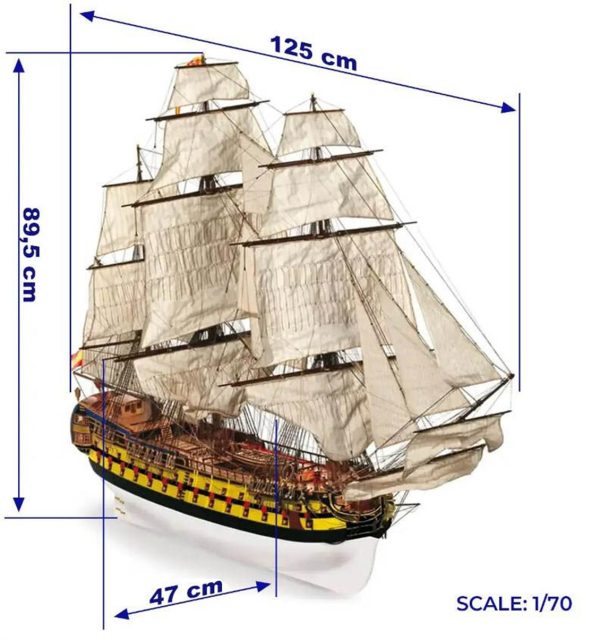 1/70 San Ildefonso Yelkenli Tekne Ahşap Maketi, Occre 15004 - Görsel 4