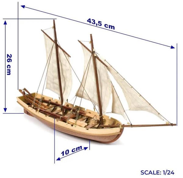 1/24 Bounty Boat Yelkenli Tekne Ahşap Maketi, Occre 52003 - Görsel 4