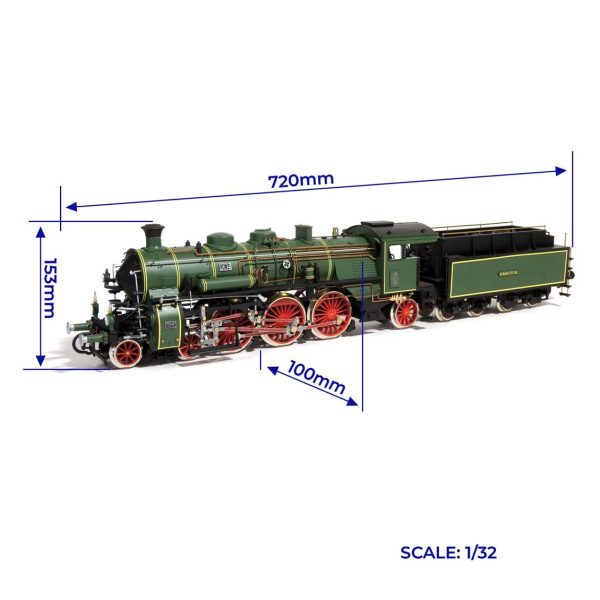 1/32 Bavarian BR-18 Buharlı Lokomotif Ahşap Maketi, Occre 54002 - Görsel 5