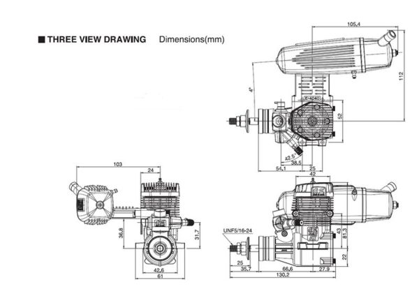 Max-95 AX (61C) ve 4040 Susturuculu Nitro Yakıtlı RC Uçak Motoru, OS Engines 19120 - Görsel 2