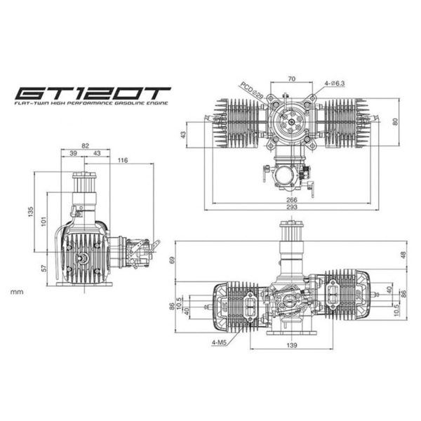 GT120T Benzinli RC Uçak Motoru, OS Engines 3AB00 - Görsel 3