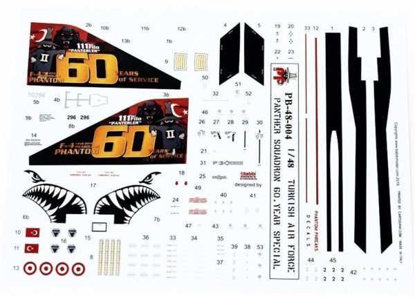 1/48 Turaf F-4 111.Panter Filo 60.Yıl Dekal Çıkartma, Babibi PB48004