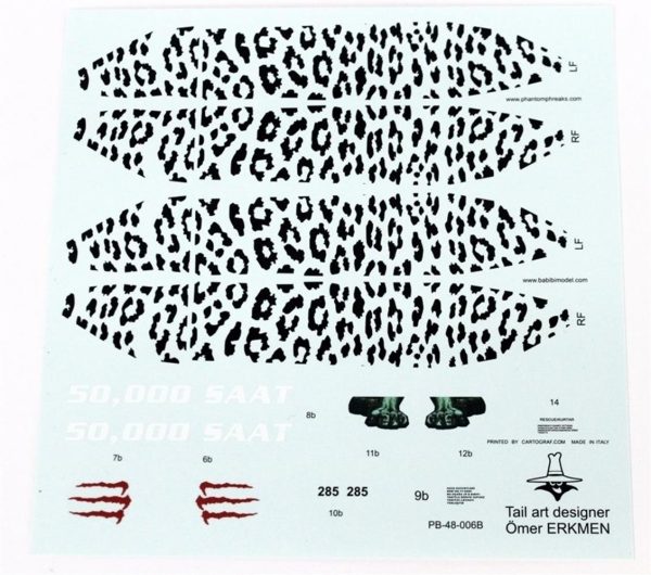 1/48 Tuaf F-4E 111.Panter Filo 50000.Saat Dekal Çıkartma, Babibi PB48006 - Görsel 2