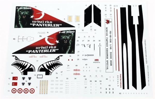 1/48 Tuaf F-4E 111.Panter Filo 50000.Saat Dekal Çıkartma, Babibi PB48006 - Görsel 3