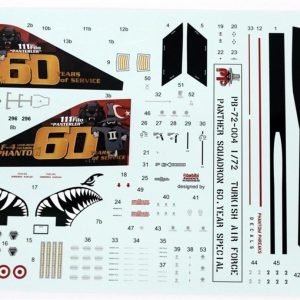 1/72 Turaf F-4E 111.Panter Filo 60.Yıl Dekal Çıkartma, Babibi PB72004