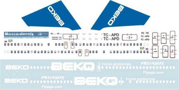 1/144 Pegasus B737-400 Classic -Beko Logo, Nazca Decals Peg003 - Görsel 2