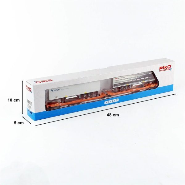 1/87 Articulated Intermodal Car T3000E Wascosa VI W 2 Sieber Trailers 2 Adet Model Tren Yük Vagonu, Piko 58972 - Görsel 5