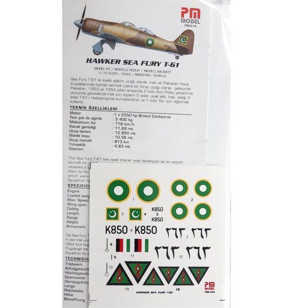 1/72 Hawker Sea Fury T-20 Avcı-Eğitim Uçağı Maketi, PM Model0212 - Görsel 3