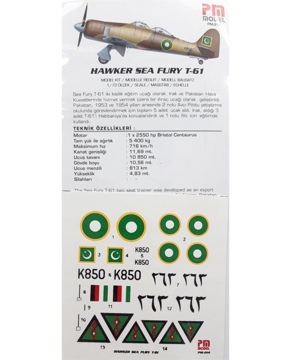1/72 Hawker Sea Fury T-61 Avcı-Eğitim Uçağı Maketi, PM Model0214 - Görsel 3