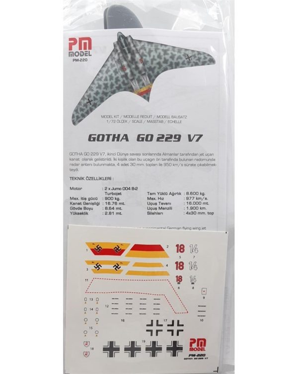 1/72 Gotha GO-229 V7 Avcı-Bombardıman Uçağı Maketi, PM Model0220 - Görsel 3
