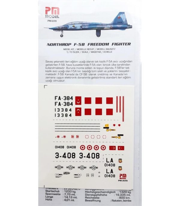 1/72 Northrop F-5B Eğitim Uçağı Maketi, PM Model0229 - Görsel 3